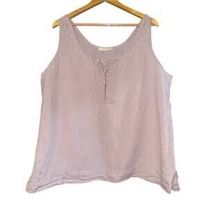 Eileen Fisher Irish Lined Top Womens XL Beaded Purple Pink Beach Resort Vacation